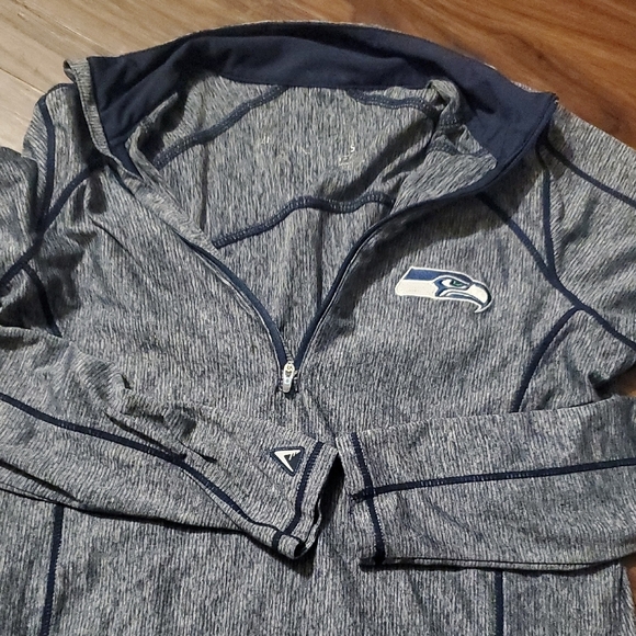 Antigua Heathered Navy Seattle Seahawks Pullover - Picture 3 of 7